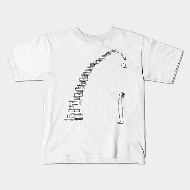 The TBR Pile Kids T-Shirt by BiblioartsbyEmma